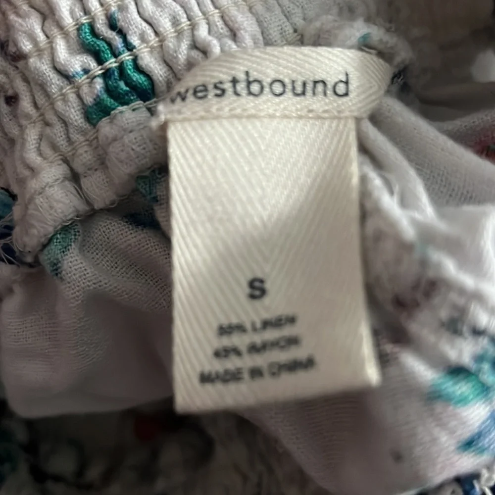 WESTBOUND Floral Bird Print Linen Blend Wide Leg / Drawstring Pants Size Small - Picture 10 of 11